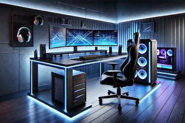 Yoobure L Shaped desk Gaming desk with LED Strip