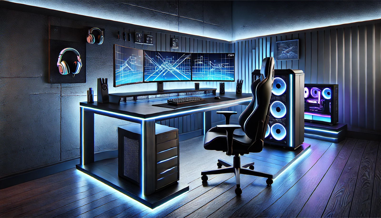 Yoobure L Shaped desk Gaming desk with LED Strip